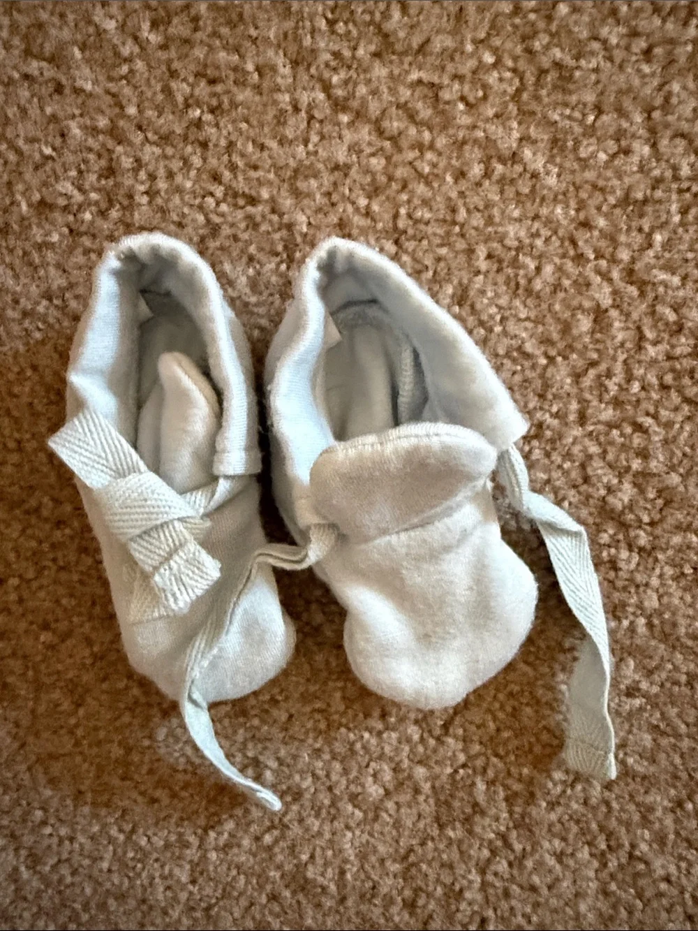 Baby 0-3m Soft Light Blue Booties with Ties